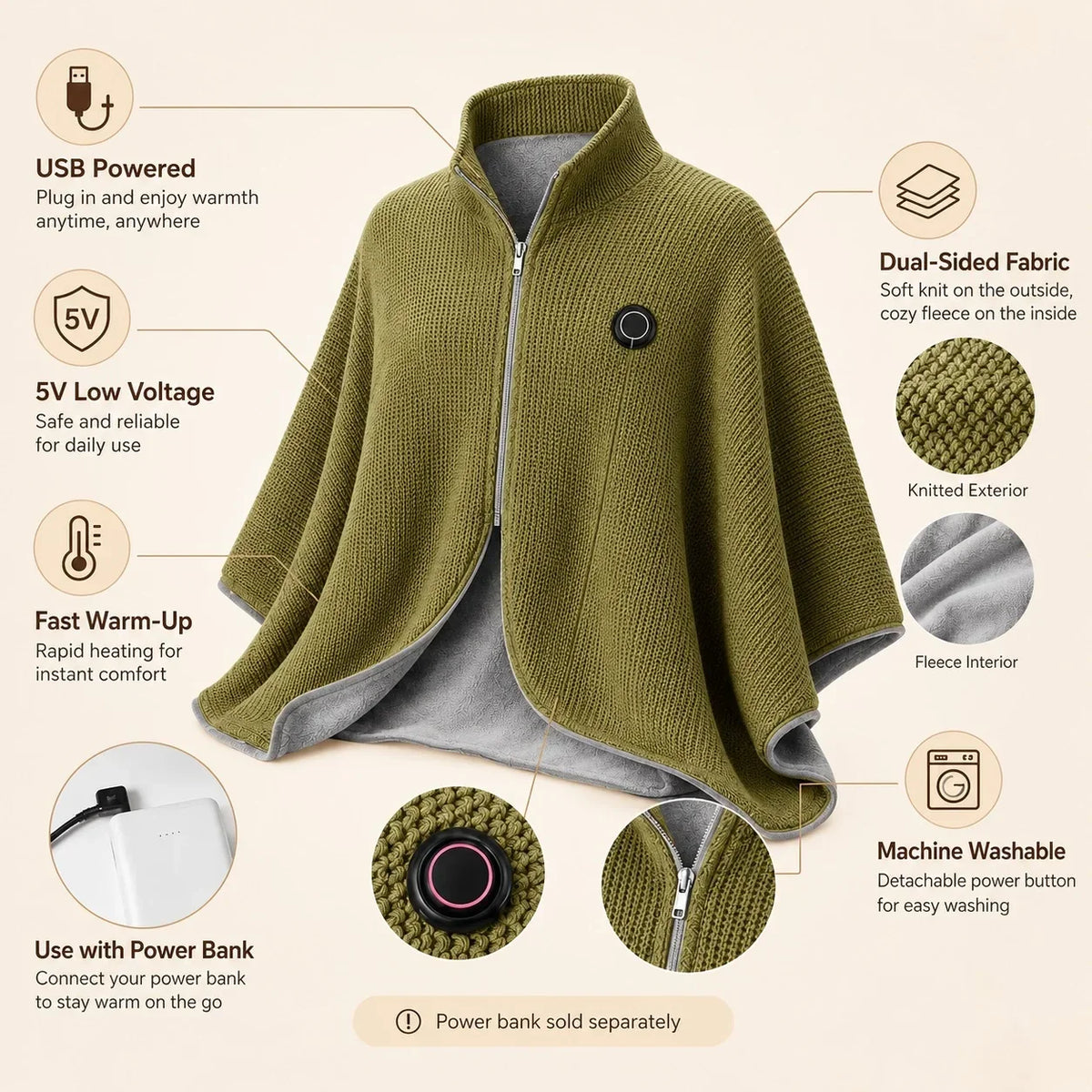 🔥 Christmas Sale — 69% OFF!  KIFIWUI® ❄️ Stay Warm All Winter — Portable Electric Heated Blanket Shawl