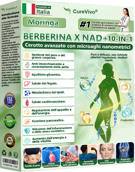 Negozio Ufficiale | 🩹🐲CureVivo® Moringa · Berberina × NAD+ 10-in-1 Cerotto Avanzato ai Nano Microaghi 🇮🇹 (Una volta al giorno, cambiamenti visibili in 7 giorni) ✅ Per sovrappeso, pelle flaccida, diabete,    apnea notturna, problemi articolari e altro