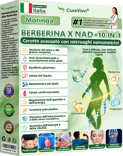 Negozio Ufficiale | 🩹🐲CureVivo® Moringa · Berberina × NAD+ 10-in-1 Cerotto Avanzato ai Nano Microaghi 🇮🇹 (Una volta al giorno, cambiamenti visibili in 7 giorni) ✅ Per sovrappeso, pelle flaccida, diabete,    apnea notturna, problemi articolari e altro