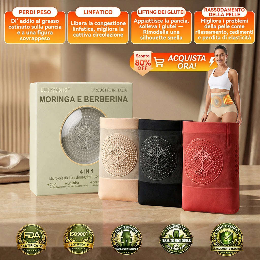 Negozio Ufficiale |🌟 ✅LUCKYSONG® 2026 Moringa BQi: Collant 4-in-1 per Modellamento Immediato & Bruciagrassi con Microparticelle😎