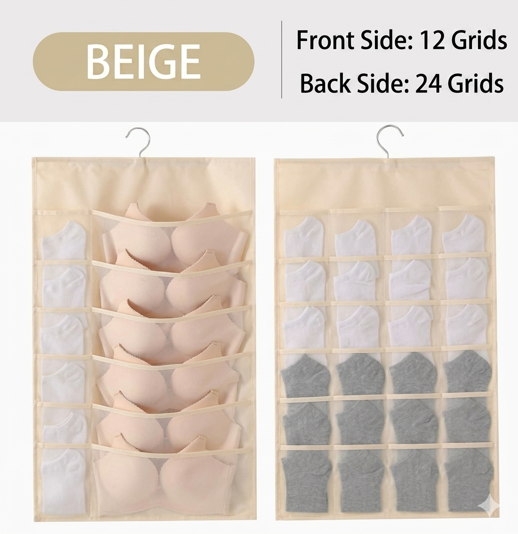 SVOZK® 🔥Hot Sale🔥 Double-Sided Hanging Storage Bag | 36 Grids Dustproof Lingerie Organizer