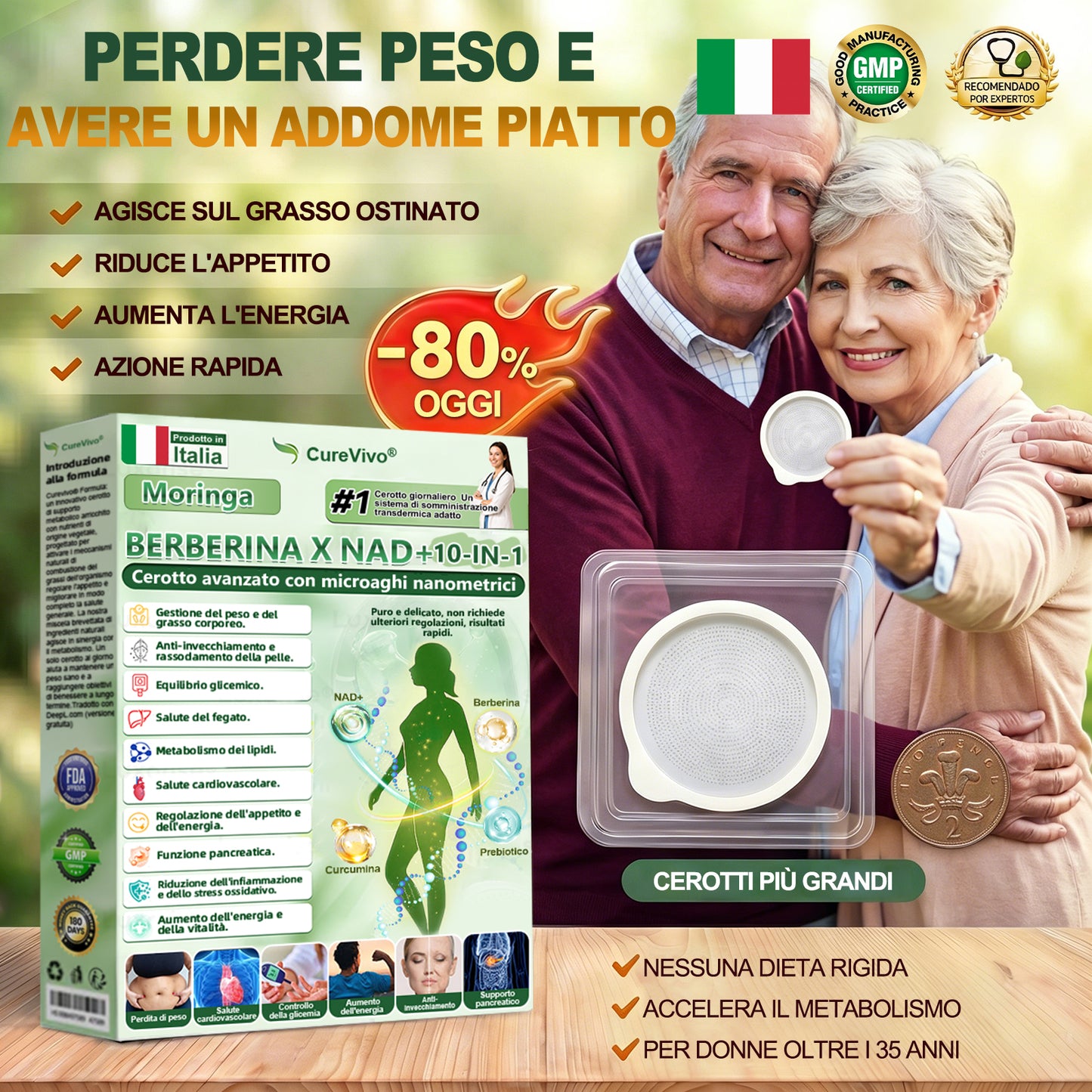 Negozio Ufficiale🌟🏒CureVivo® Moringa · Berberina × NAD+ 10-in-1 Cerotto Avanzato ai Nano Microaghi 🇮🇹 (Una volta al giorno, cambiamenti visibili in 7 giorni) ✅ Per sovrappeso, pelle flaccida, diabete,    apnea notturna, problemi articolari e altro